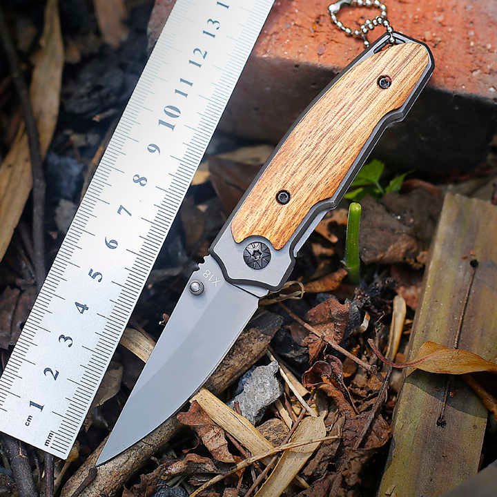 Outdoor Folding Knife with Wooden Handle | TOP KNIVES LLC Outdoor Folding Knife with Wooden Handle