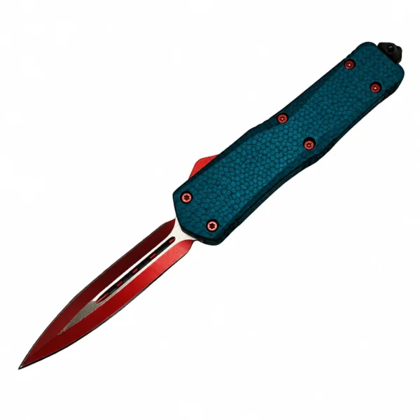 Midnight Teal Micro-Hex Double-Edge OTF Knife