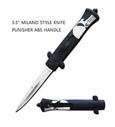 5.5inch SKULL HANDLE STILETTO OTF PUNISHER KNIFE-SKS-01