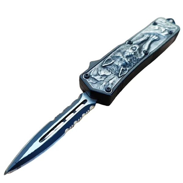 4/5.25/5.5 Inch Scarab Otomatik Carved Wolf Double Edge OTF Knife-TKBUI-VR