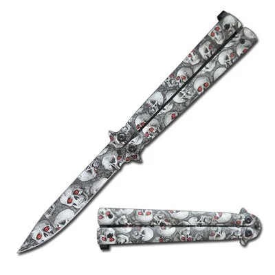 5.25inch Closed Innovative butterfly knife skull