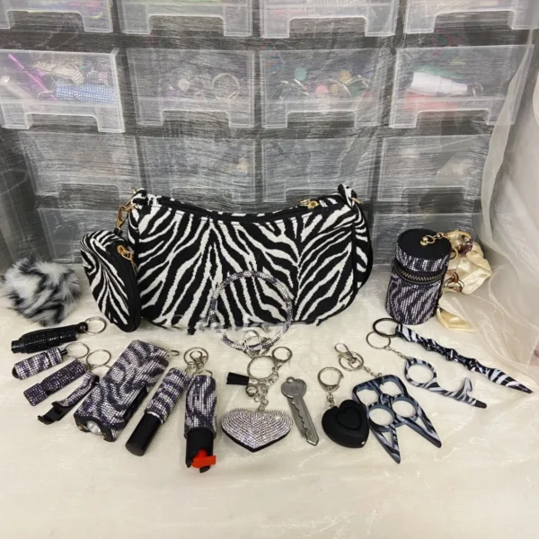 17-piece Zebra Self-Defense Keychain Set
