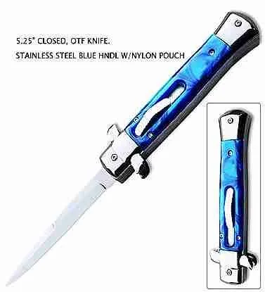Professional made Italian Mafia Milano Knife Blue Handle-TK95O-BL