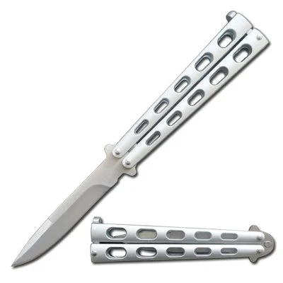 5.25inch Closed Length Silver Striker Balisong Butterfly Knife