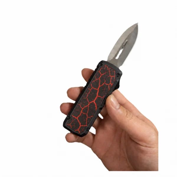 Black Red Lava Pattern Folding Utility Knife