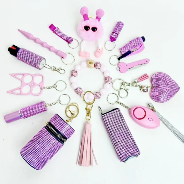 14-piece light-colored security keychain set