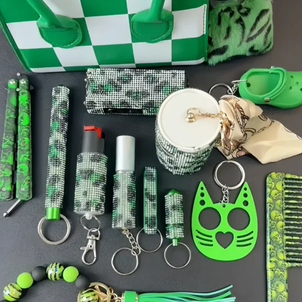 14 PCS Self Defense Keychain Set for Women – Includes Alarm, Whistle, Window Breaker & More