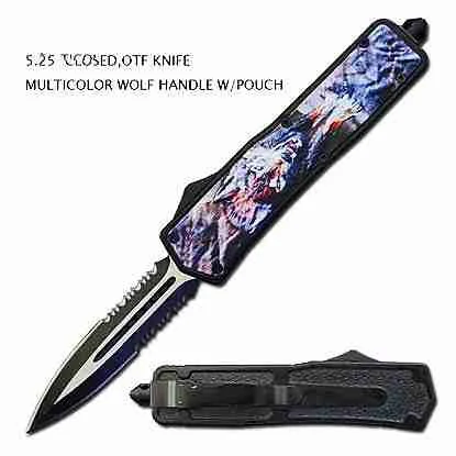 5.25 INCH Dagger Wolf Graphic OTF Automatic Knife